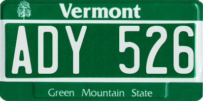 VT license plate ADY526