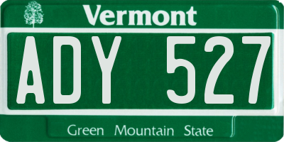 VT license plate ADY527
