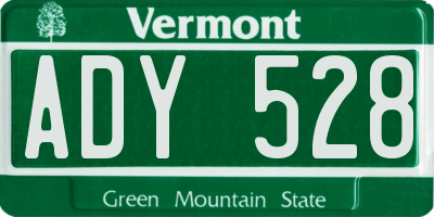 VT license plate ADY528