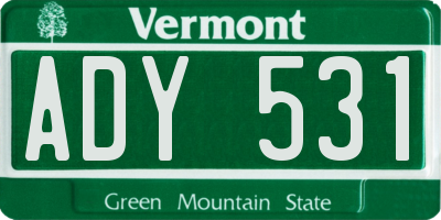 VT license plate ADY531