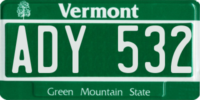 VT license plate ADY532