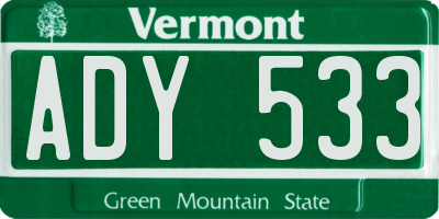 VT license plate ADY533