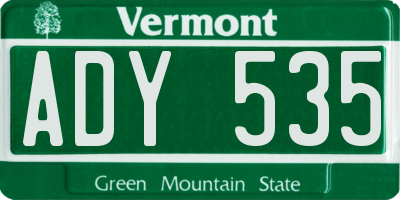 VT license plate ADY535