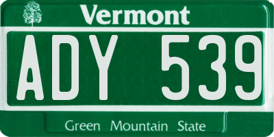 VT license plate ADY539