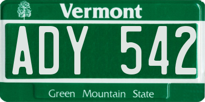VT license plate ADY542