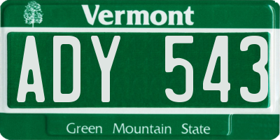 VT license plate ADY543