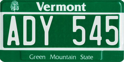 VT license plate ADY545