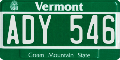 VT license plate ADY546