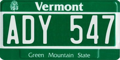 VT license plate ADY547