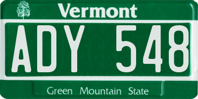 VT license plate ADY548