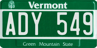 VT license plate ADY549