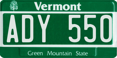 VT license plate ADY550
