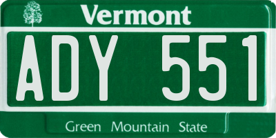 VT license plate ADY551