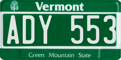 VT license plate ADY553