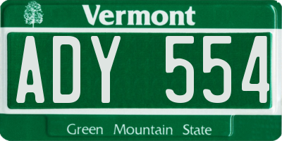 VT license plate ADY554