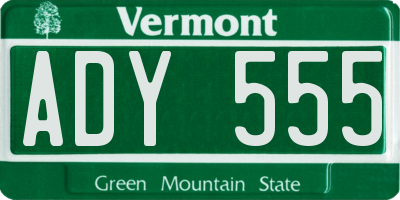 VT license plate ADY555