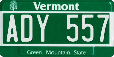 VT license plate ADY557