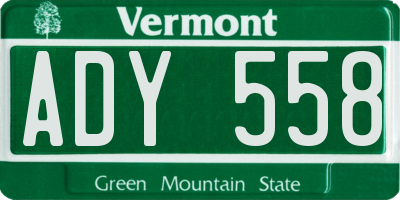 VT license plate ADY558