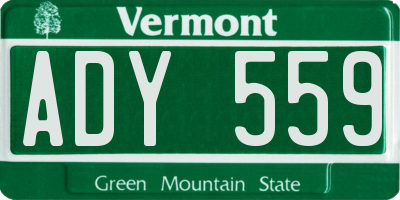 VT license plate ADY559