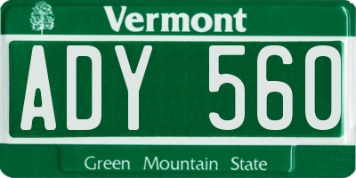 VT license plate ADY560