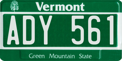 VT license plate ADY561