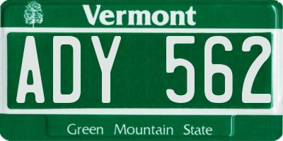 VT license plate ADY562