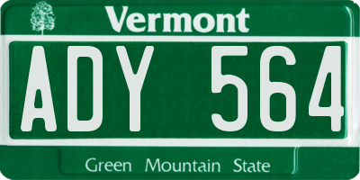 VT license plate ADY564