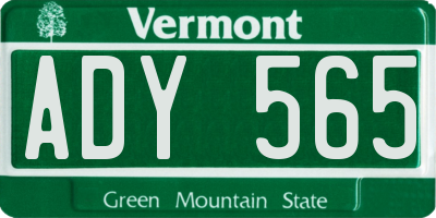 VT license plate ADY565