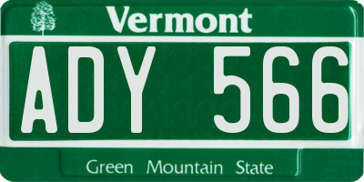 VT license plate ADY566