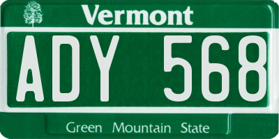 VT license plate ADY568