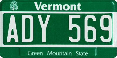 VT license plate ADY569