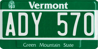 VT license plate ADY570