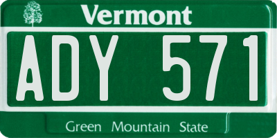 VT license plate ADY571