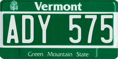 VT license plate ADY575