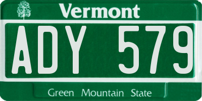 VT license plate ADY579
