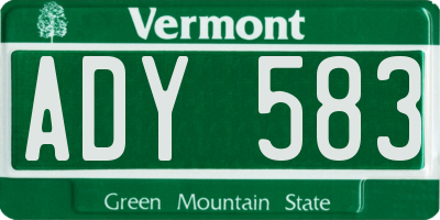 VT license plate ADY583