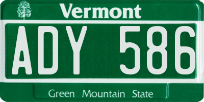 VT license plate ADY586