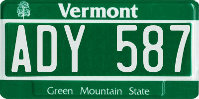 VT license plate ADY587