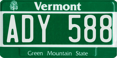 VT license plate ADY588