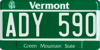 VT license plate ADY590