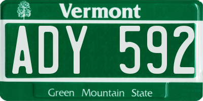 VT license plate ADY592
