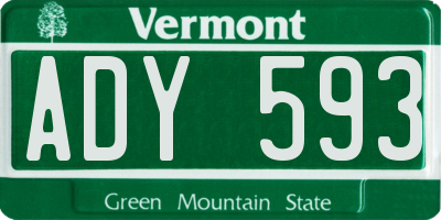 VT license plate ADY593