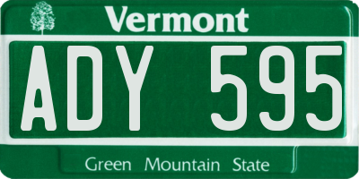 VT license plate ADY595