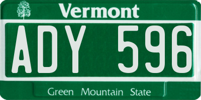 VT license plate ADY596