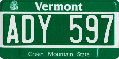VT license plate ADY597