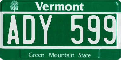 VT license plate ADY599