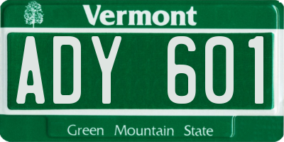 VT license plate ADY601