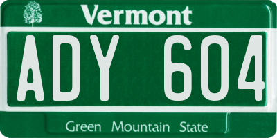 VT license plate ADY604