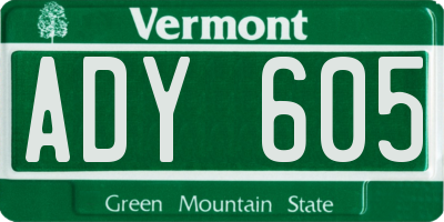 VT license plate ADY605