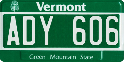 VT license plate ADY606